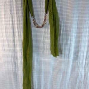 Sassy Jones Malia Turbin Wrap Olive Green Scarf with Beaded Accents